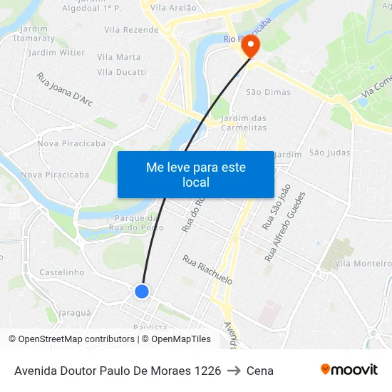 Avenida Doutor Paulo De Moraes 1226 to Cena map