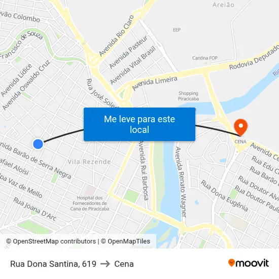 Rua Dona Santina, 619 to Cena map