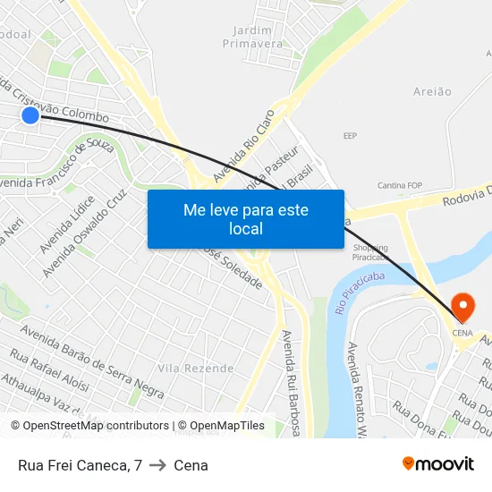 Rua Frei Caneca, 7 to Cena map