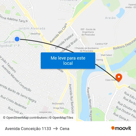 Avenida Conceição 1133 to Cena map
