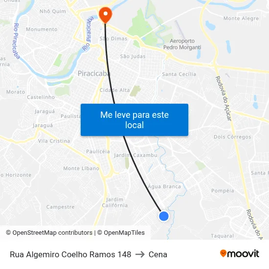 Rua Algemiro Coelho Ramos 148 to Cena map