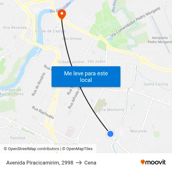 Avenida Piracicamirim, 2998 to Cena map