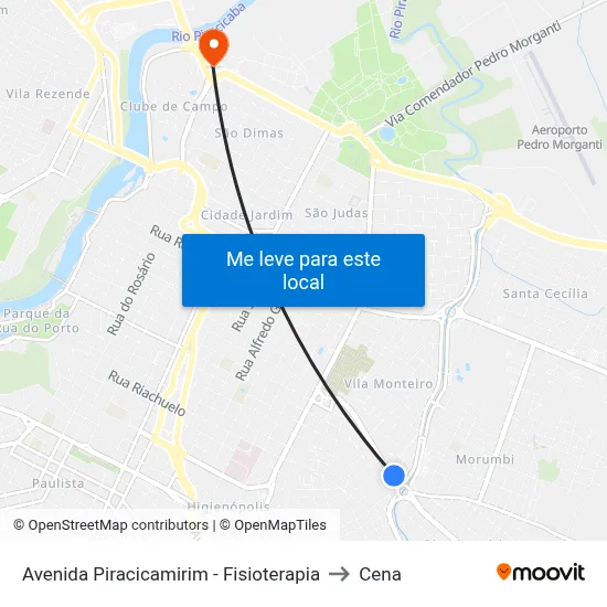 Avenida Piracicamirim - Fisioterapia to Cena map