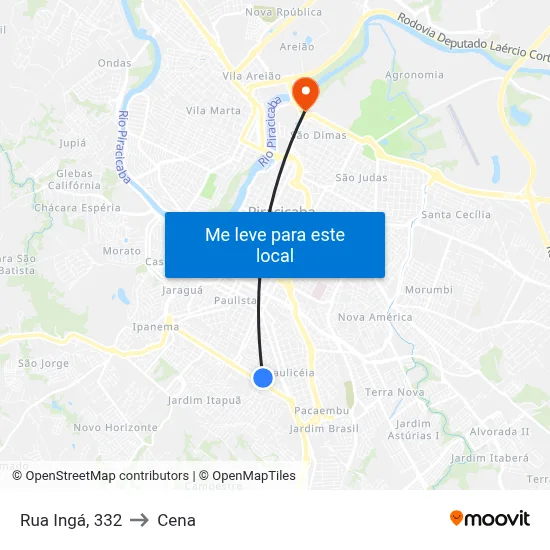 Rua Ingá, 332 to Cena map