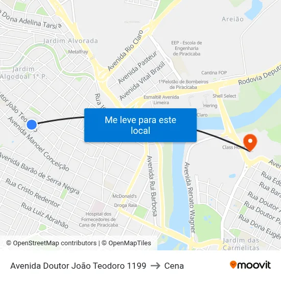 Avenida Doutor João Teodoro 1199 to Cena map