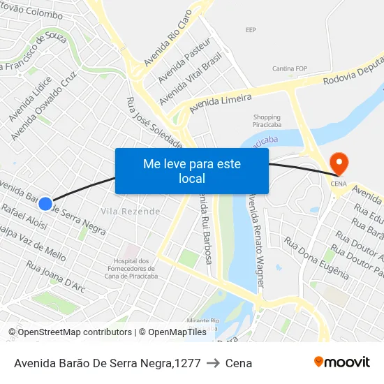 Avenida Barão De Serra Negra,1277 to Cena map