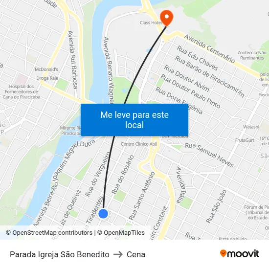 Parada Igreja São Benedito to Cena map