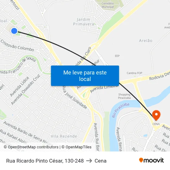 Rua Ricardo Pinto César, 130-248 to Cena map