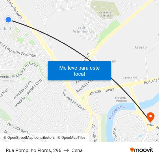 Rua Pompilho Flores, 296 to Cena map
