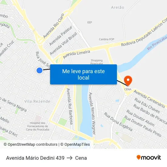 Avenida Mário Dedini 439 to Cena map