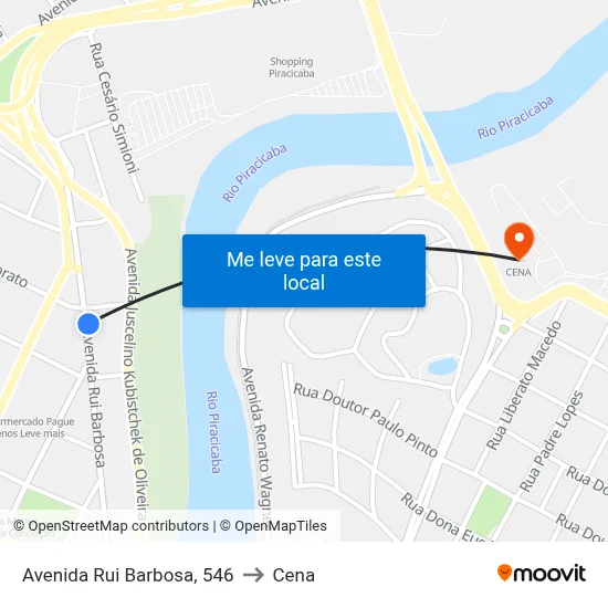 Avenida Rui Barbosa, 546 to Cena map