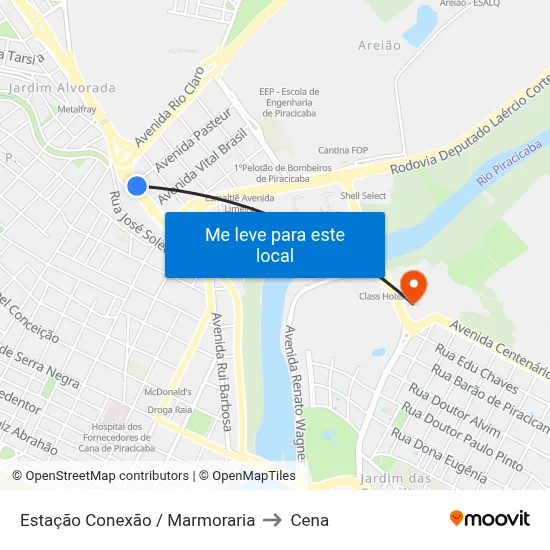 Estação Conexão / Marmoraria to Cena map
