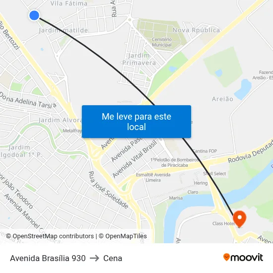 Avenida Brasília 930 to Cena map