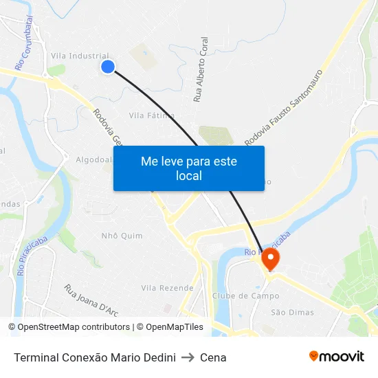 Terminal Conexão Mario Dedini to Cena map