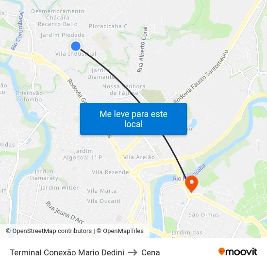 Terminal Conexão Mario Dedini to Cena map