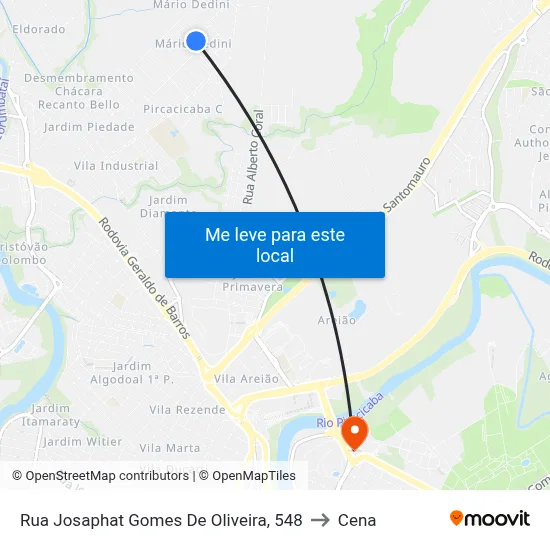 Rua Josaphat Gomes De Oliveira, 548 to Cena map