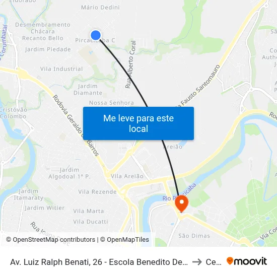 Av. Luiz Ralph Benati, 26 - Escola Benedito De Andrade to Cena map