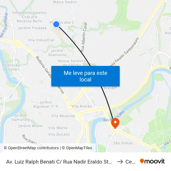 Av. Luiz Ralph Benati C/ Rua Nadir Eraldo Stela to Cena map