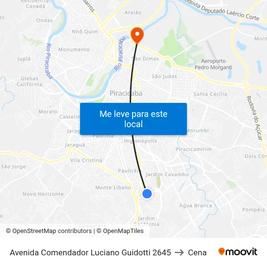 Avenida Comendador Luciano Guidotti 2645 to Cena map
