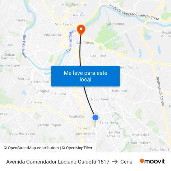 Avenida Comendador Luciano Guidotti 1517 to Cena map