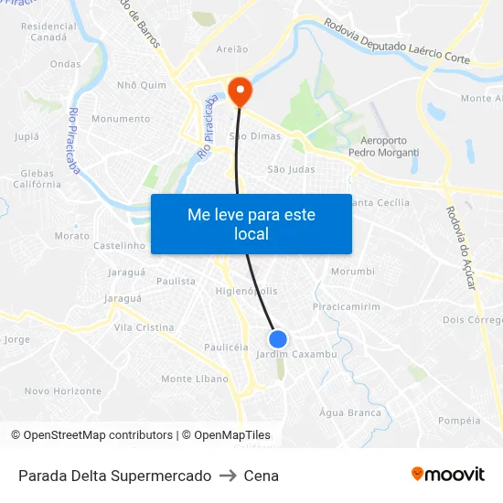 Parada Delta Supermercado to Cena map