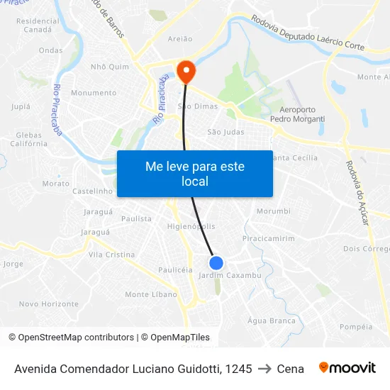 Avenida Comendador Luciano Guidotti, 1245 to Cena map