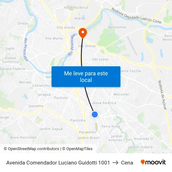 Avenida Comendador Luciano Guidotti 1001 to Cena map