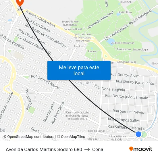 Avenida Carlos Martins Sodero 680 to Cena map