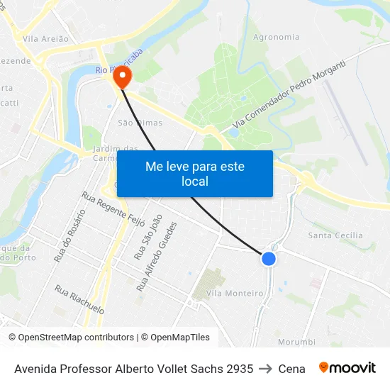Avenida Professor Alberto Vollet Sachs 2935 to Cena map