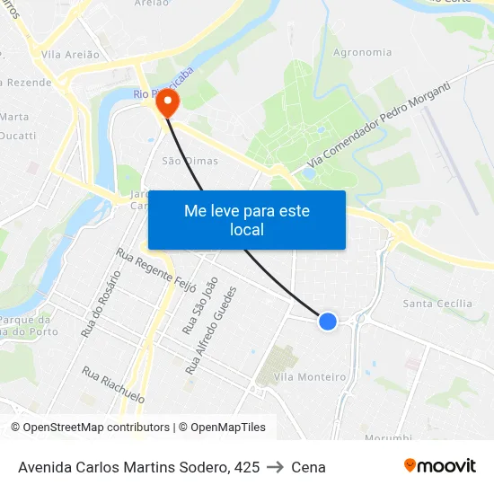 Avenida Carlos Martins Sodero, 425 to Cena map
