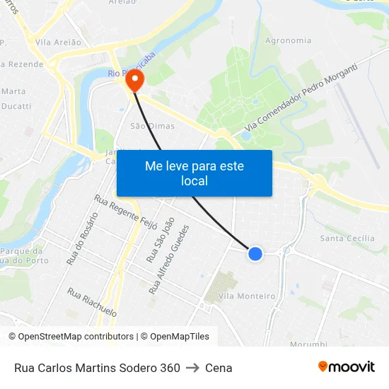 Rua Carlos Martins Sodero 360 to Cena map