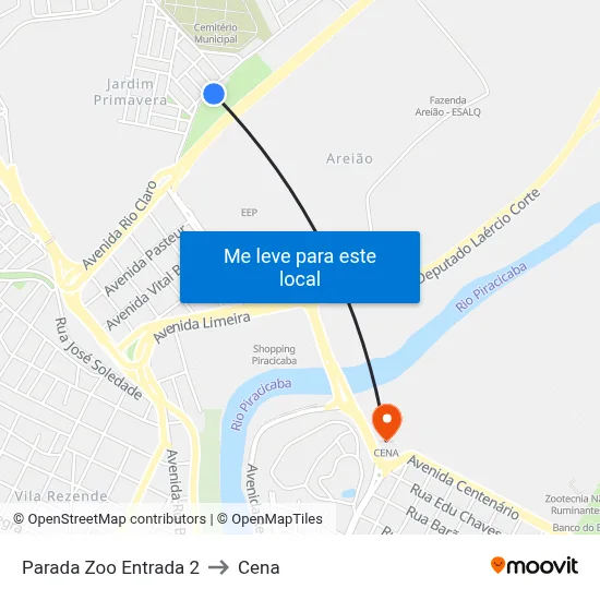 Parada Zoo Entrada 2 to Cena map