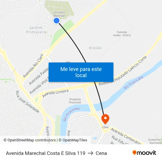 Avenida Marechal Costa E Silva 119 to Cena map