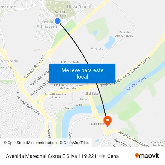 Avenida Marechal Costa E Silva 119 221 to Cena map