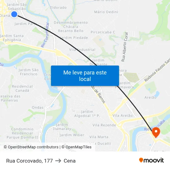 Rua Corcovado, 177 to Cena map
