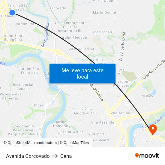 Avenida Corcovado to Cena map