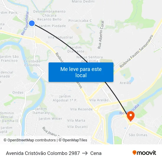 Avenida Cristóvão Colombo 2987 to Cena map