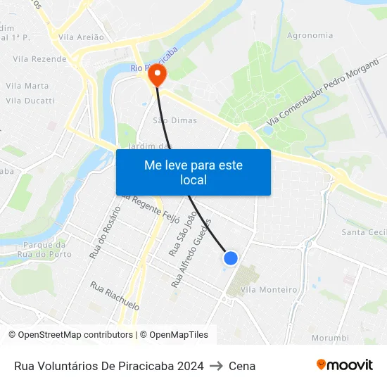 Rua Voluntários De Piracicaba 2024 to Cena map