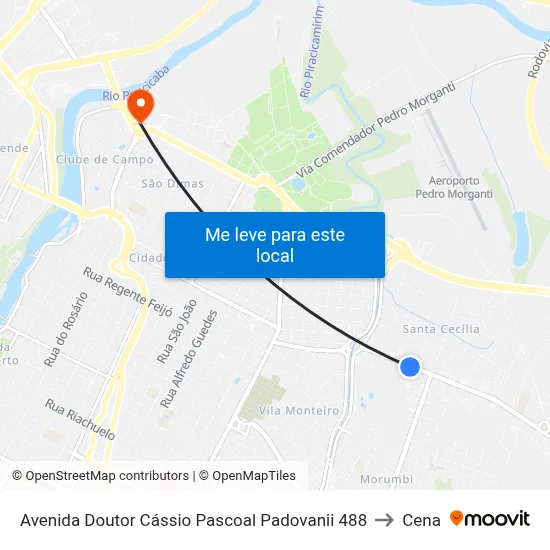 Avenida Doutor Cássio Pascoal Padovanii 488 to Cena map