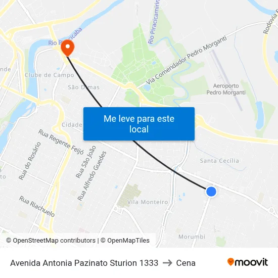 Avenida Antonia Pazinato Sturion 1333 to Cena map