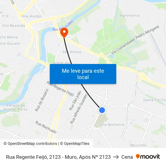 Rua Regente Feijó, 2123 - Muro, Após Nº 2123 to Cena map