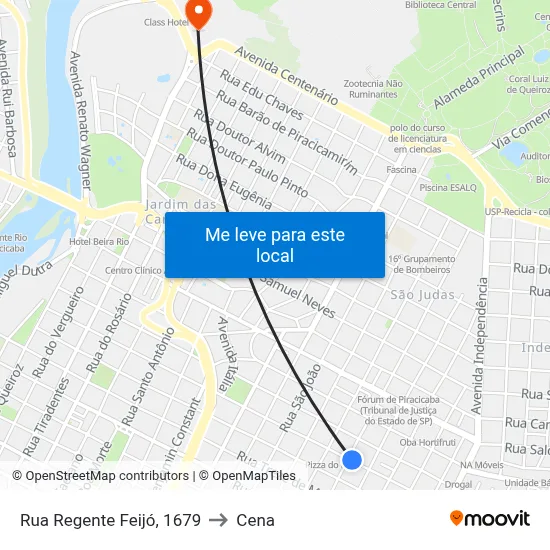 Rua Regente Feijó, 1679 to Cena map