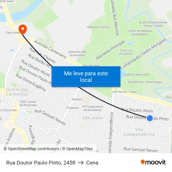 Rua Doutor Paulo Pinto, 2458 to Cena map