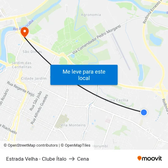 Estrada Velha - Clube Ítalo to Cena map