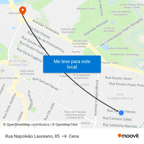 Rua Napoleão Laureano, 85 to Cena map