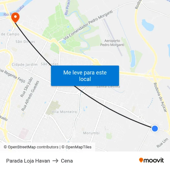 Parada Loja Havan to Cena map