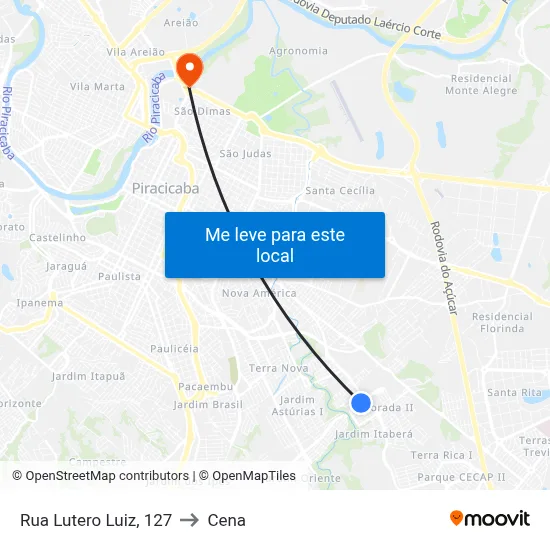 Rua Lutero Luiz, 127 to Cena map