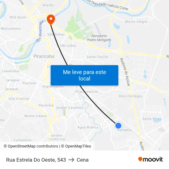 Rua Estrela Do Oeste, 543 to Cena map