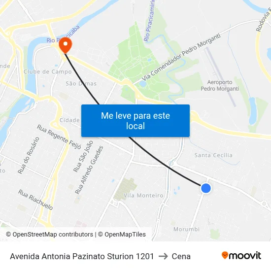 Avenida Antonia Pazinato Sturion 1201 to Cena map