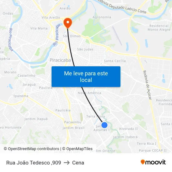 Rua João Tedesco ,909 to Cena map